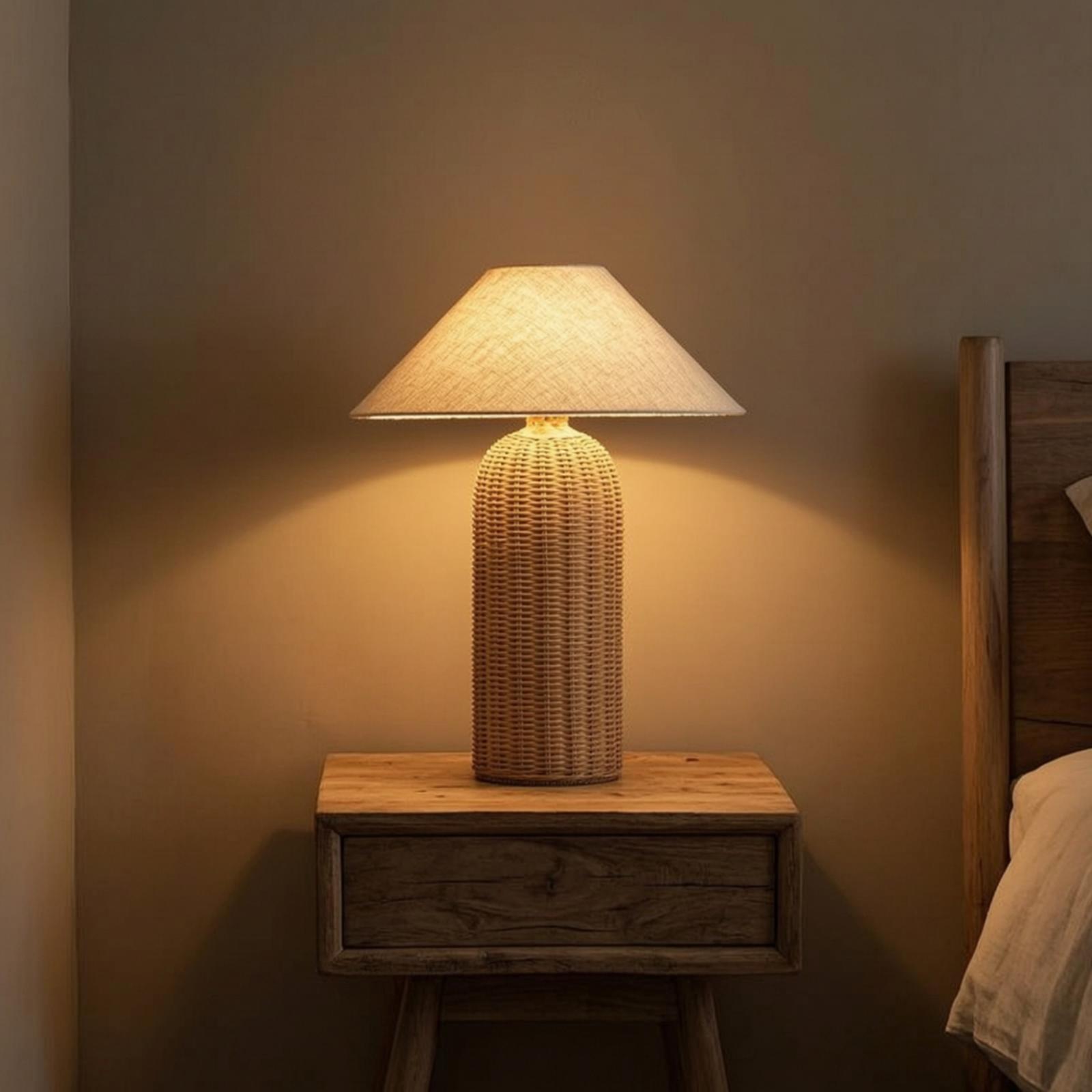 Bedside Lamp Rattan Base Fabri - Home Textile recension och pris