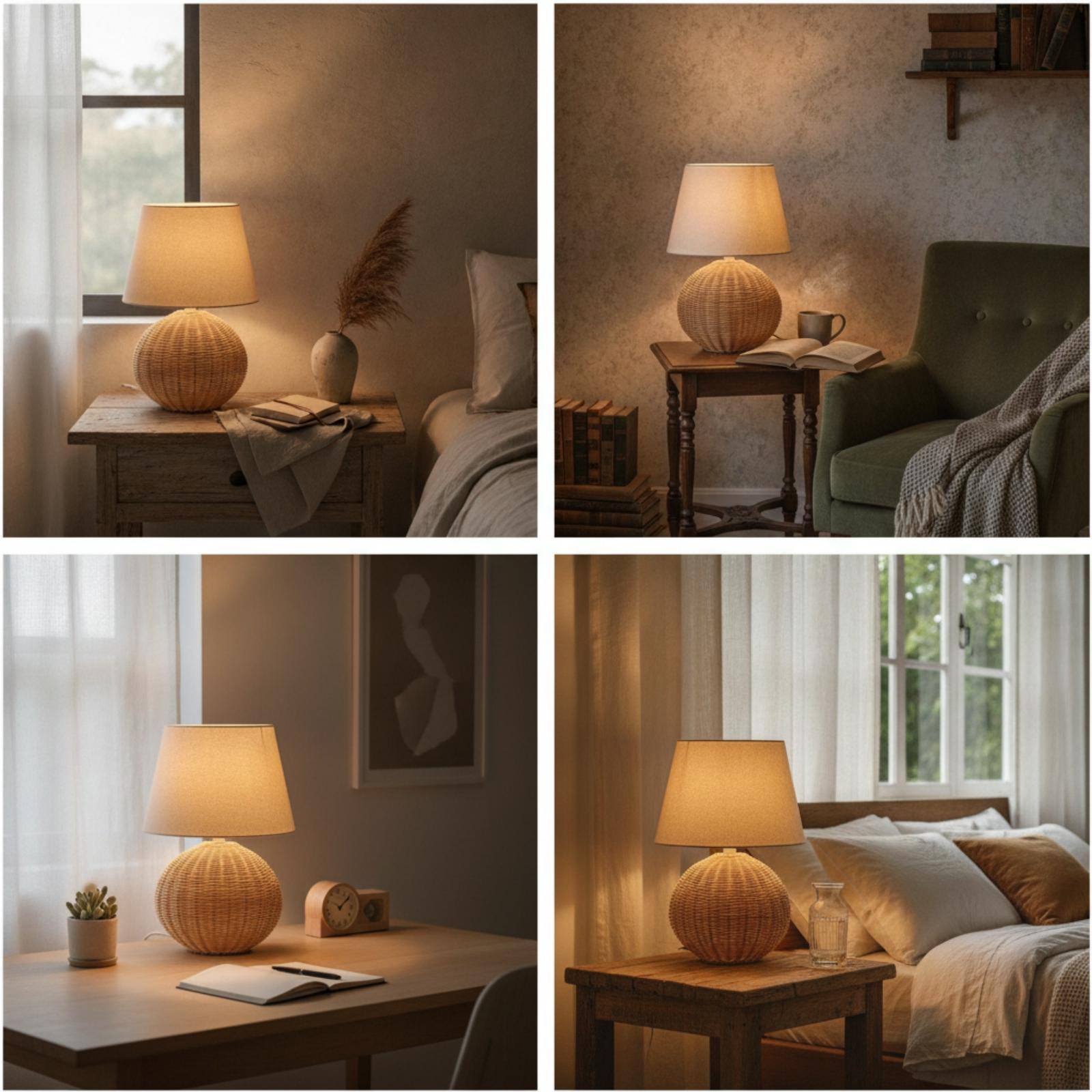 Bedside Lamp Rattan Base Fabri - Home Textile recension och pris