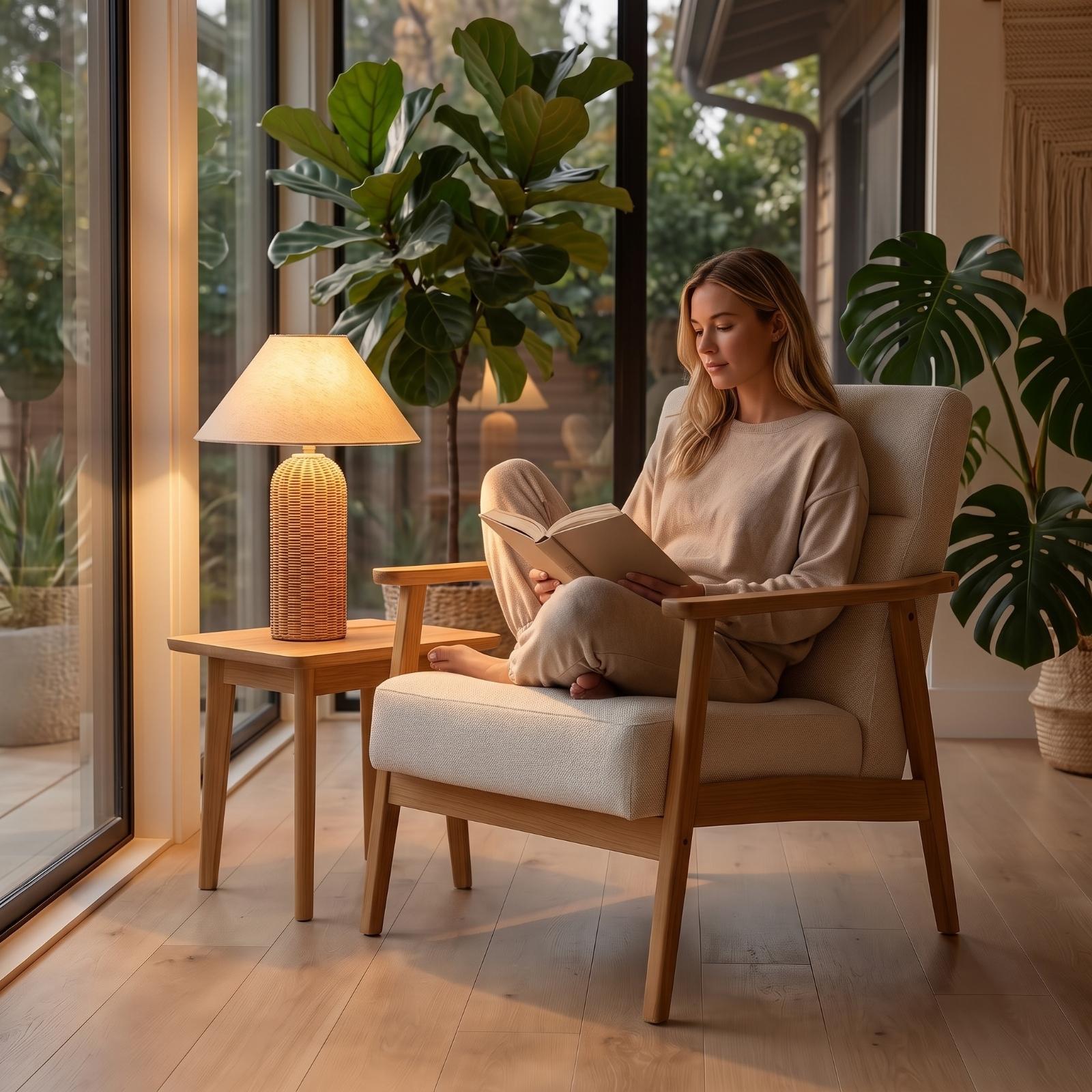 Bedside Lamp Rattan Base Fabri - Home Textile recension och pris