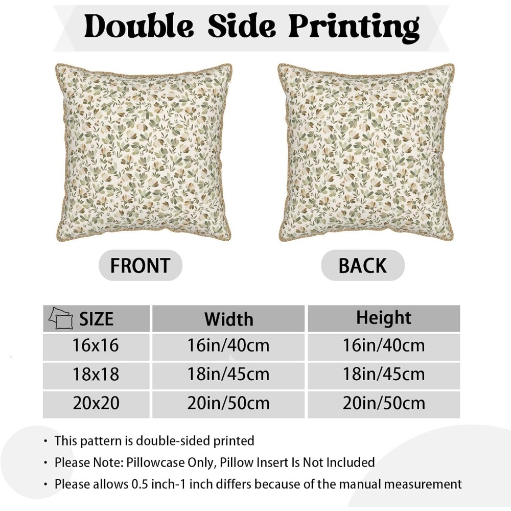Sage-Green-Beige-Floral-Soft-V - Pillow Insert 18X18 recension och pris